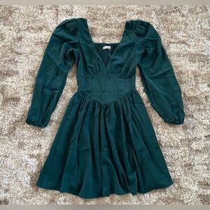 NWT Abercrombie & Fitch V Neck Corset Mini Dress Size XS Teal